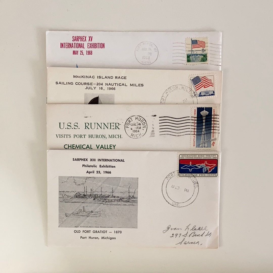 Collection of 4 Vintage 1960s US Postage Stamp First Day Covers FDC on Decorative Envelopes