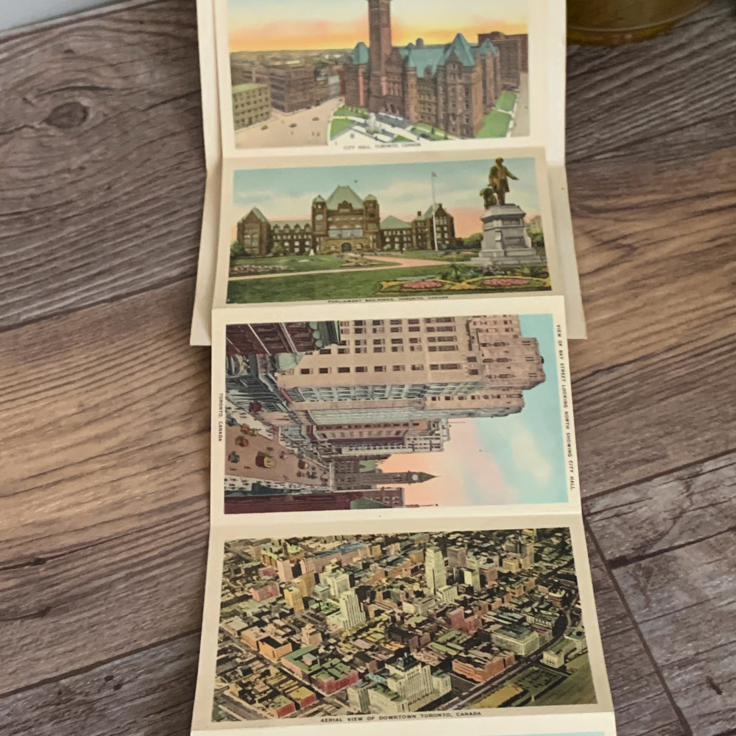 Vintage Fold Out Postcard Set City of Toronto 1949 Colour Scenes