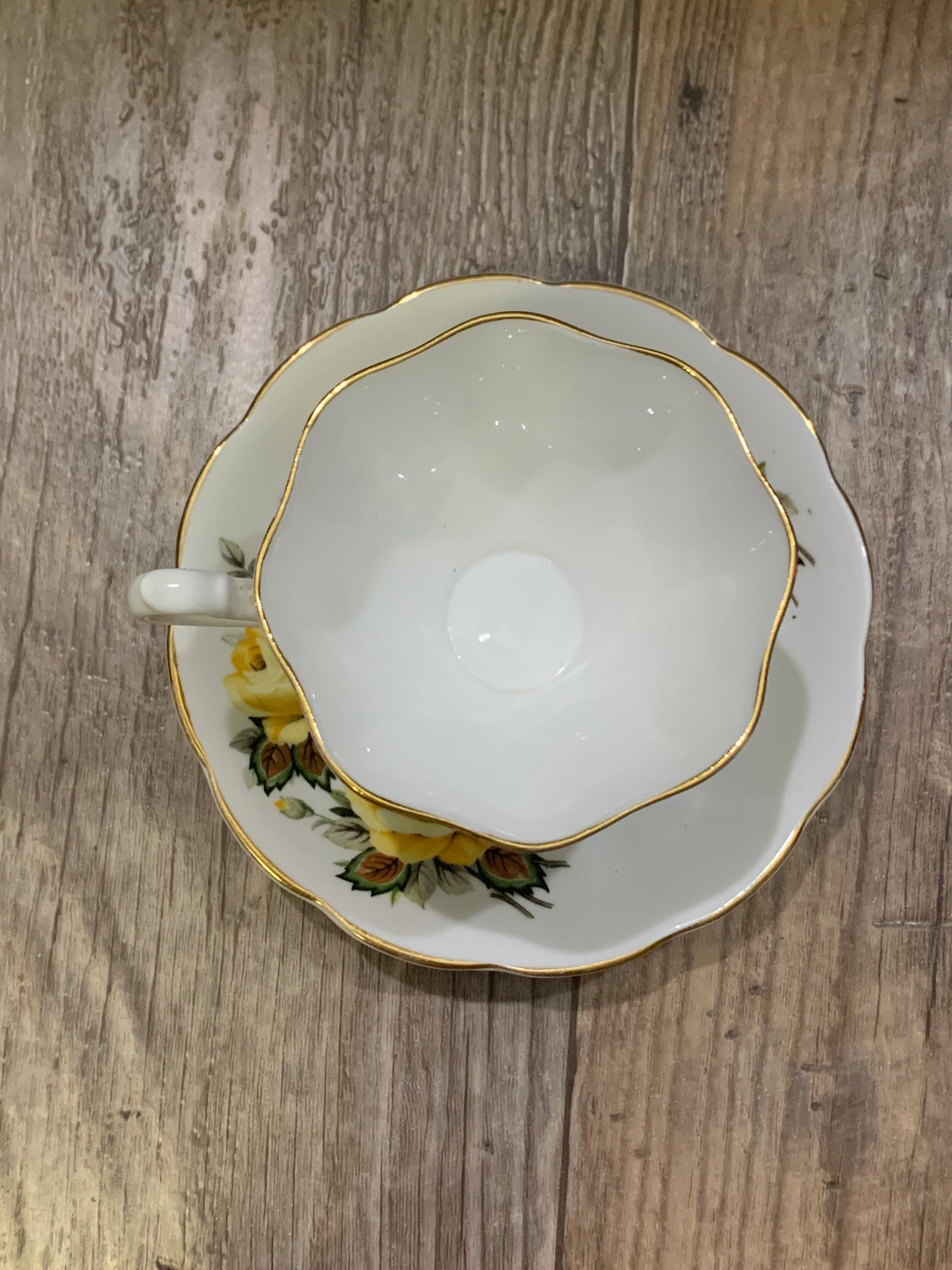 Yellow Floral Vintage Tea Cup Queen Anne Teacup