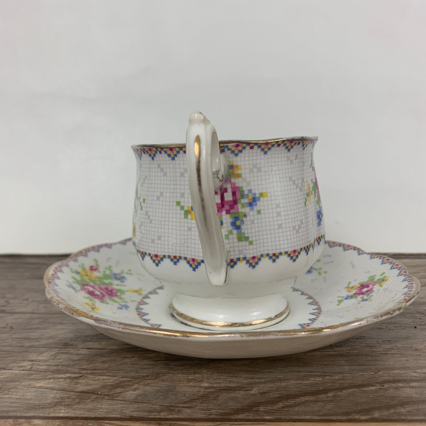 Royal Albert Petit Point Vintage Teacup and Saucer Made in England - Free Shipping