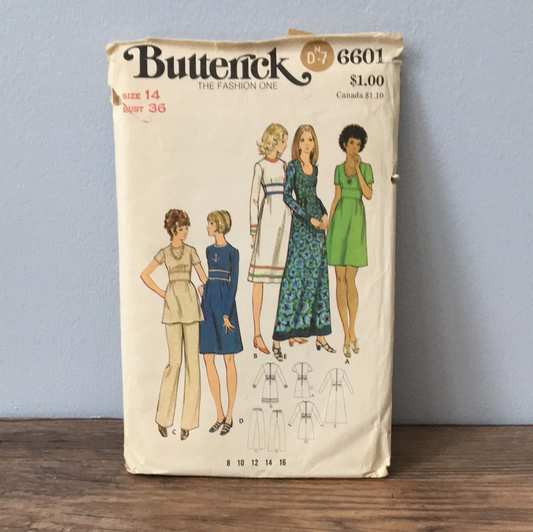 Ladies dress tunic and pants Vintage Sewing Pattern Size 14 Butterick 6601