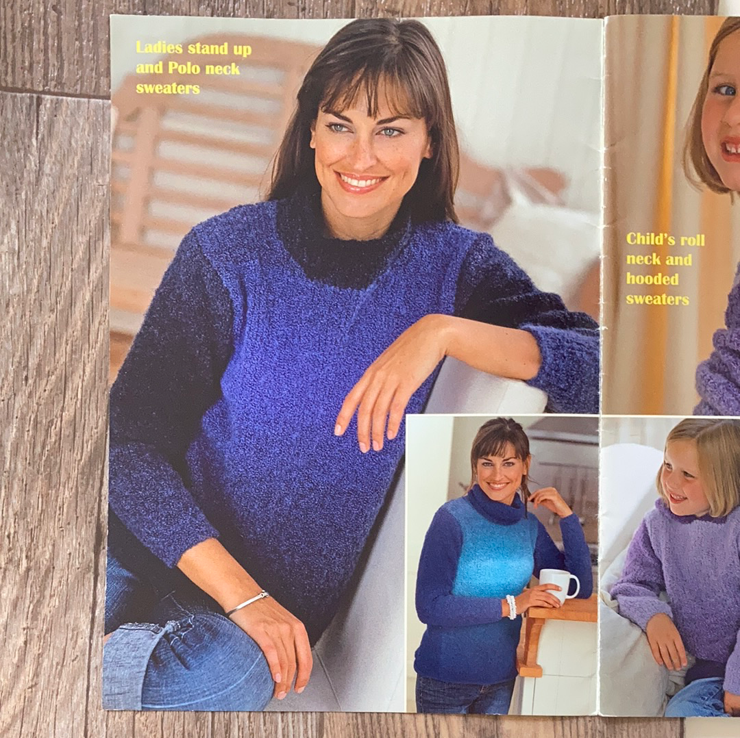 Ladies and Kids Sweaters Hats Scarf Mittens Poncho One Ball Knitting Patterns for YoYo Yarn by Sirdar UK