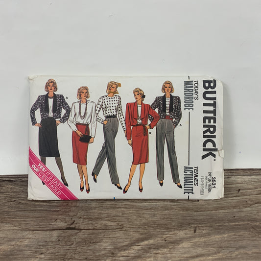 Jacket, Blouse, Skirt & Pants 80s Vintage Sewing Pattern Butterick 3531 Misses Size 14-16-18