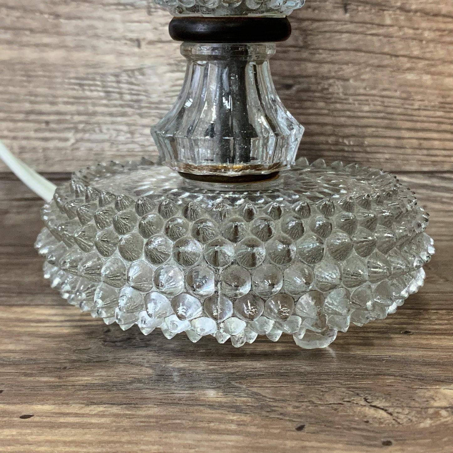 Clear Glass Hobnail Lamp with Shade - 2 Available