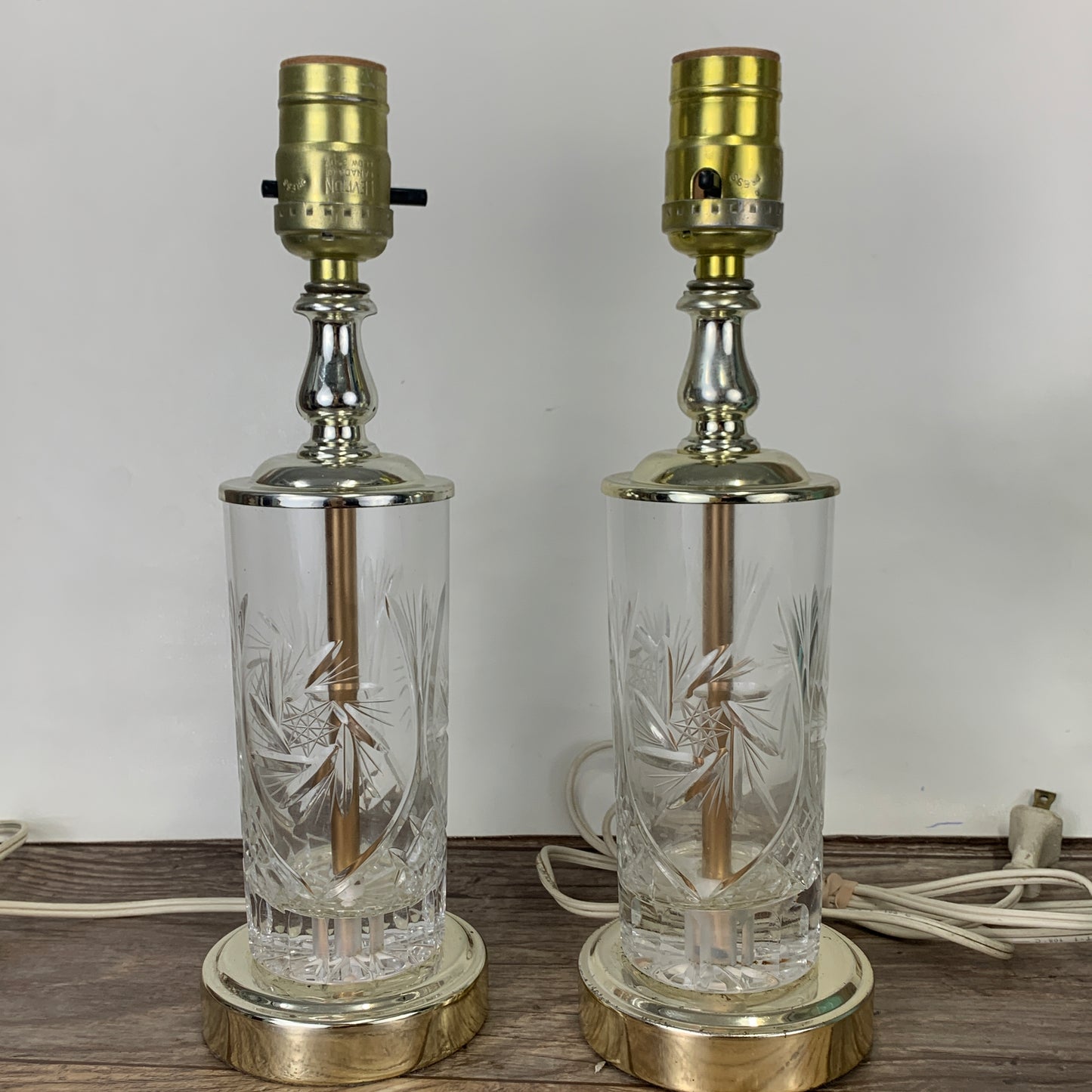 Cut Glass Lamps Set of 2 - Shades Not Included