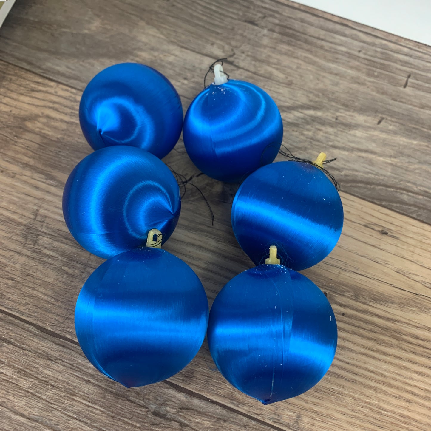 Blue Satin Unbreakable Christmas Ornaments Set of 6