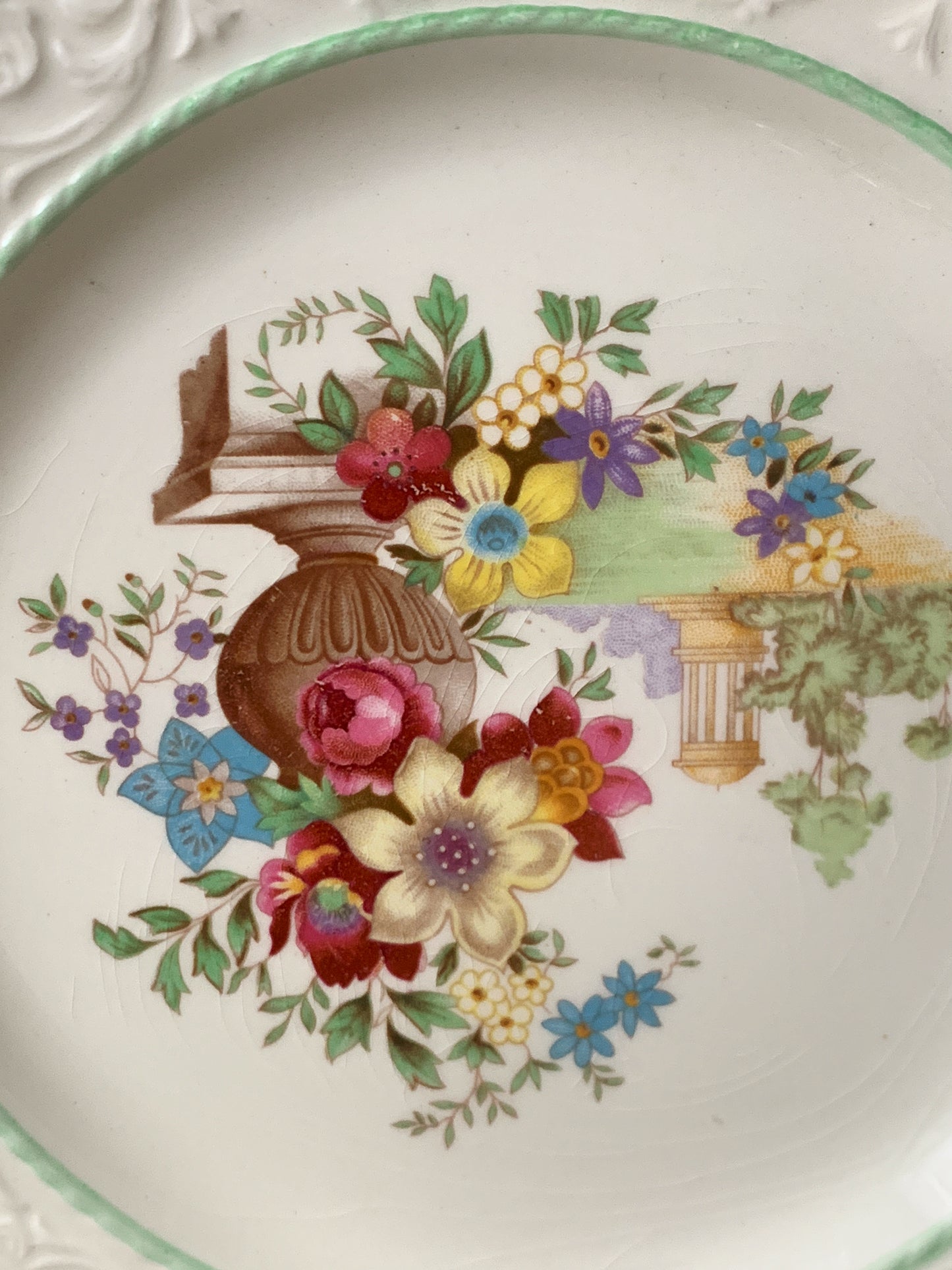 Royal Winton Antique China Plate with Raised Design Floral Pattern
