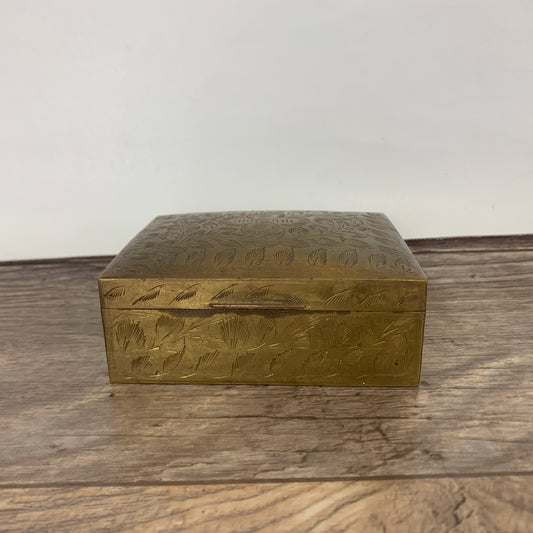 Small Engraved Brass Trinket Box, Small Jewelry Box, Stash Box