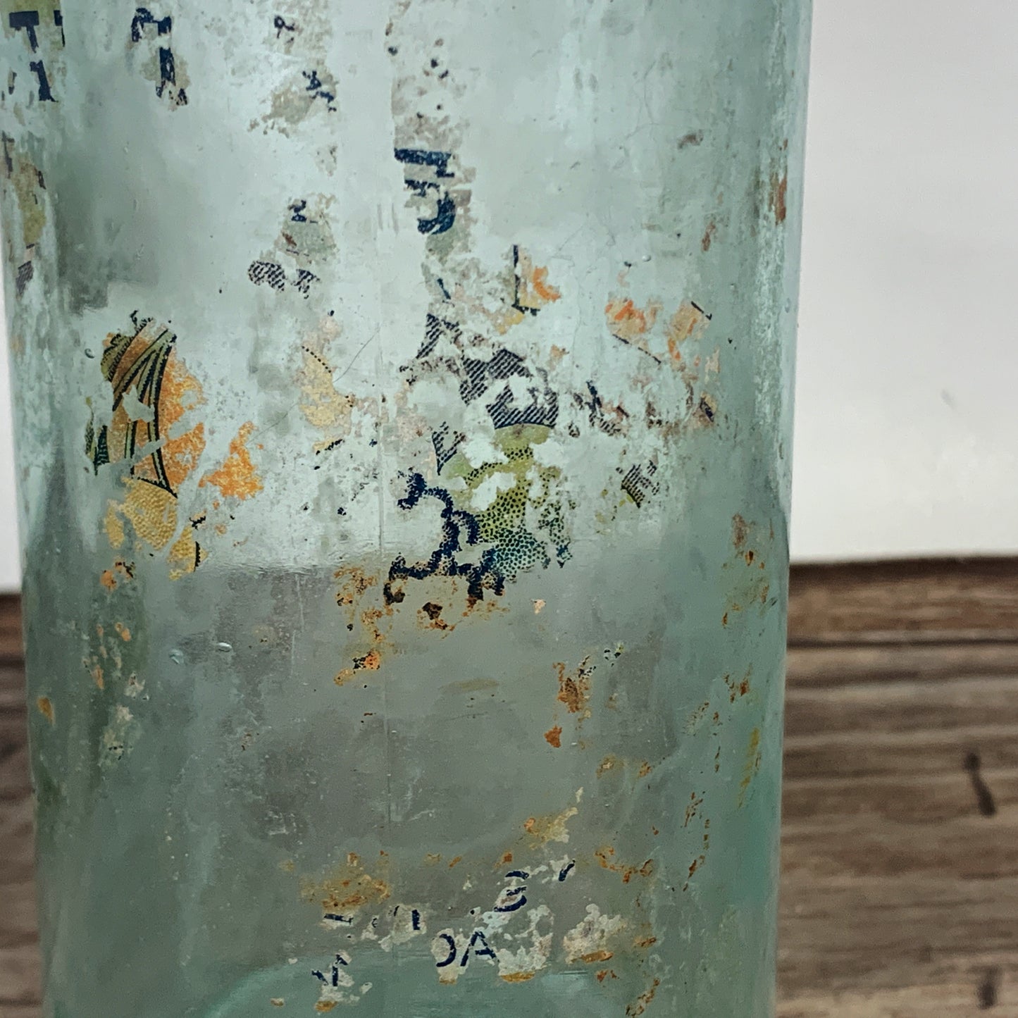 Antique Aqua Blue Glass Bottle, Farm House Decoration