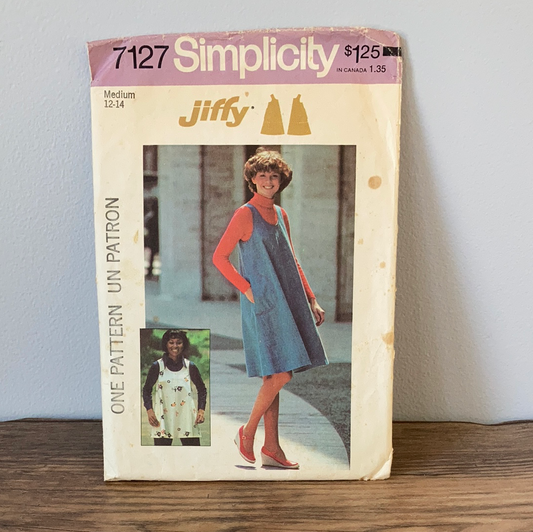 Misses Jumper Dress Sleeveless Top Vintage Sewing Pattern Size 12 to 14 Simplicity 7127