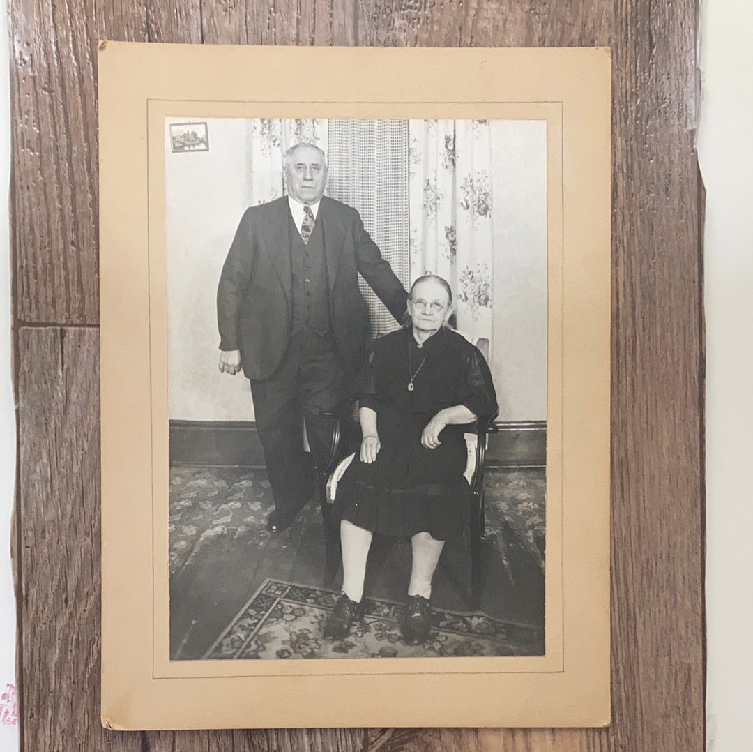 Original Black and White Portrait of an Older Couple Vintage Photograph