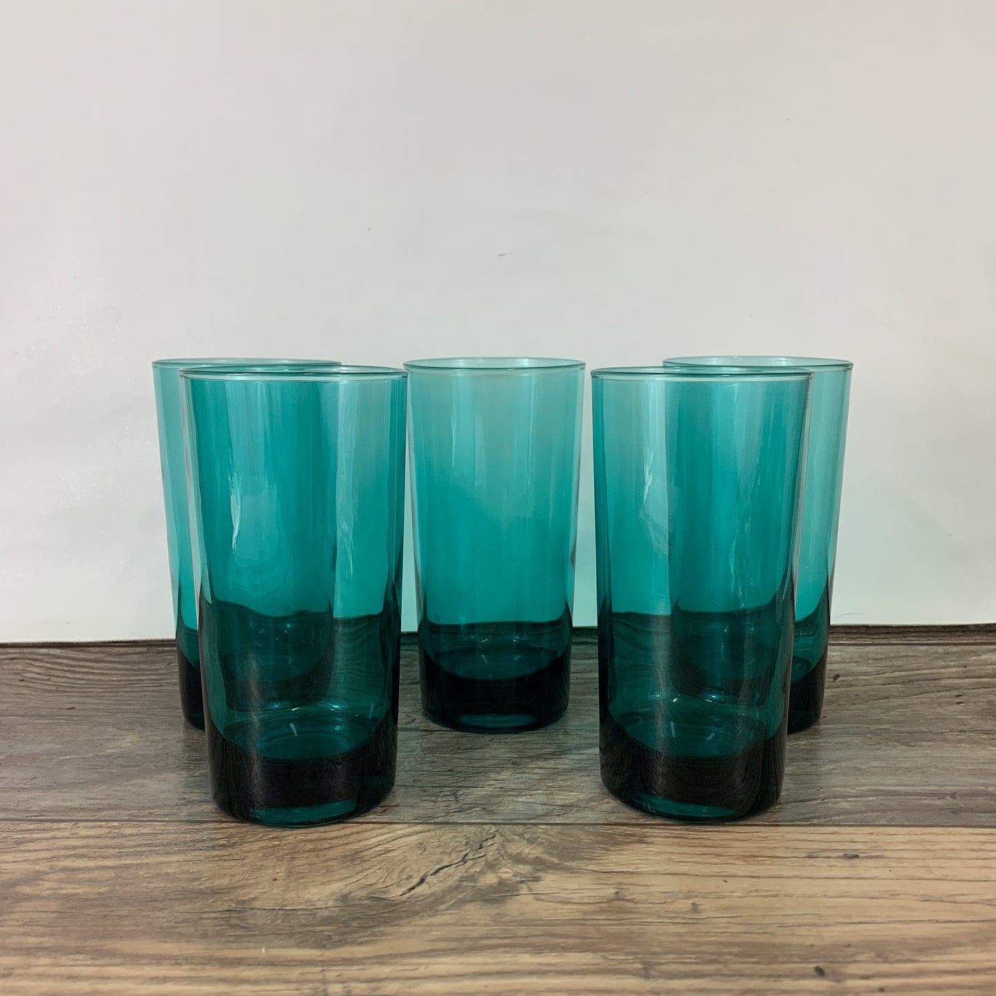 Teal Green Juice Glass Set of 5 Tall Cocktail Glasses