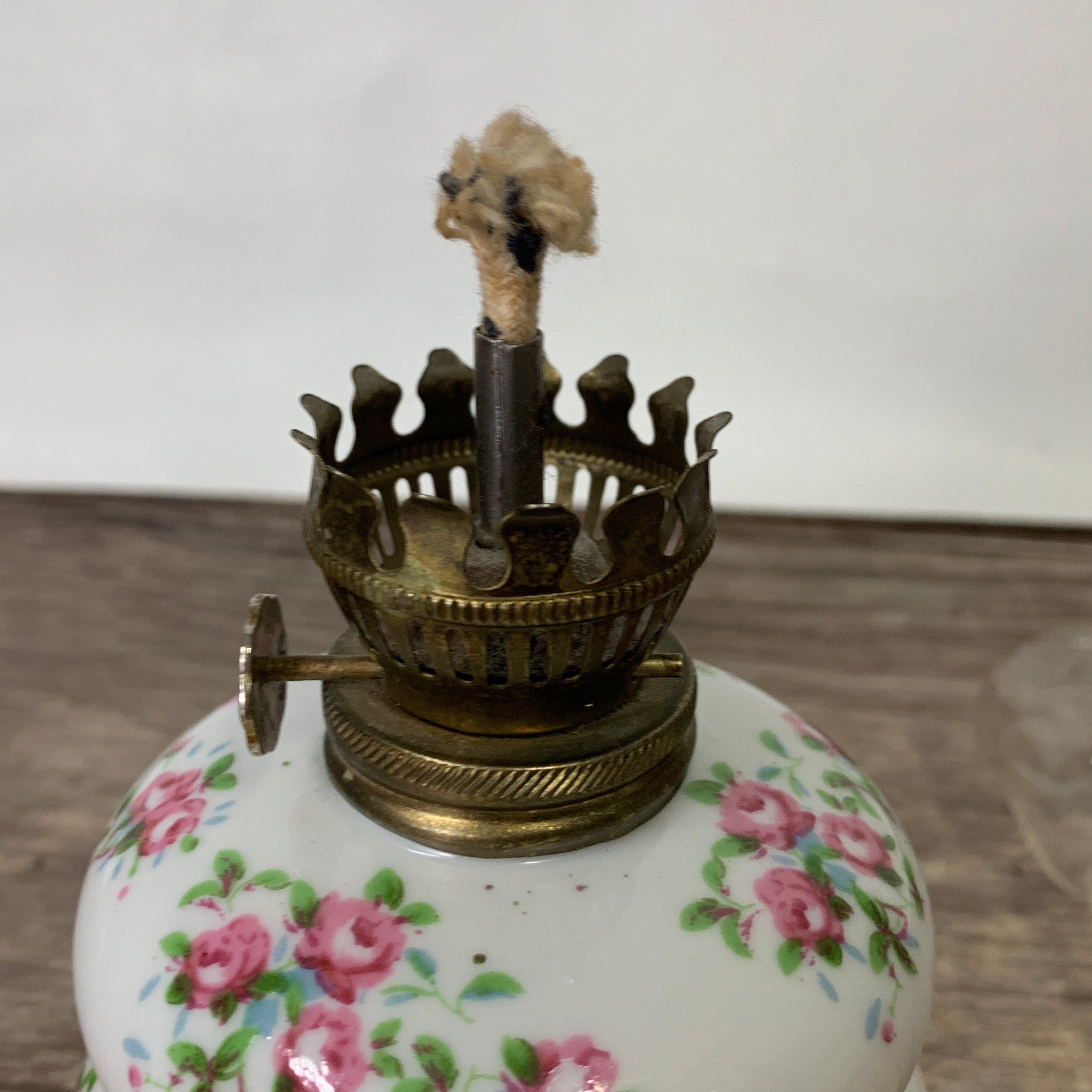 Small Ceramic Oil Lamp with Floral Pattern, Enesco Japan