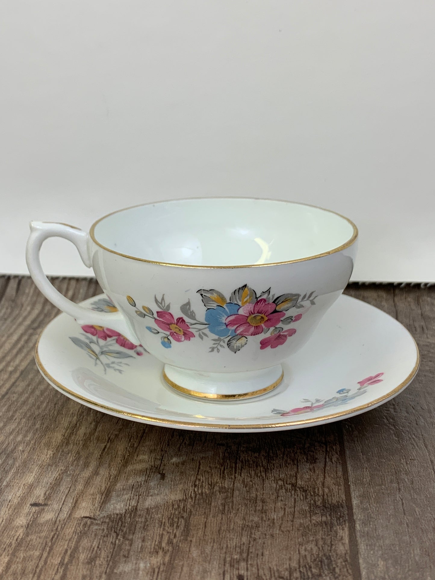 Vintage English Teacup with Pink Floral Pattern