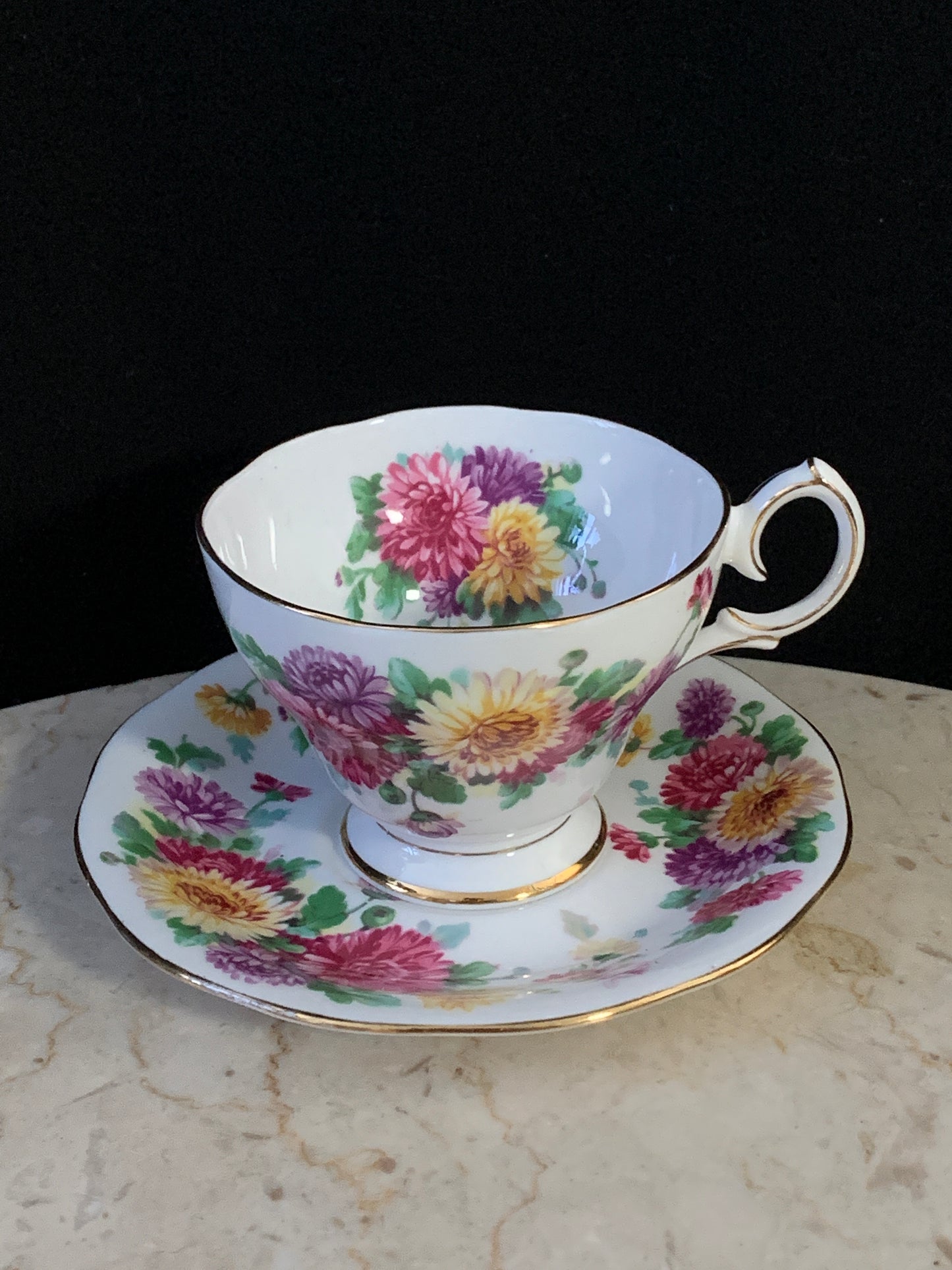 Queen Anne Vintage Tea Cup Autumn Glory Floral Pattern Teacup