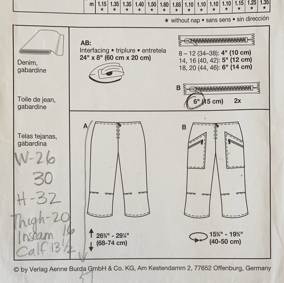 Ladies Capri Pants with Pocket variation Sewing Pattern Size 8 to 12 Burda 8177