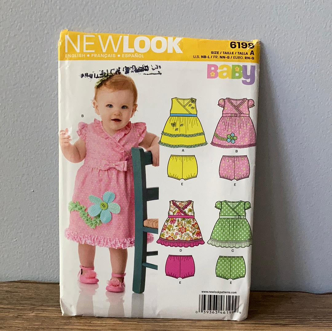 Newborn Baby Dress and Bloomers Sewing Pattern Size New Look 6199