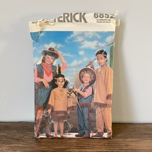 Children's Cowboy Cowgirl Native Costume Sewing Pattern Size 4 to 14 Butterick 6852