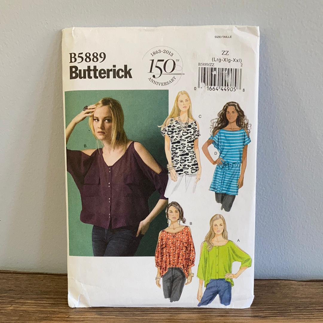Misses Cold Shoulder Top Tunic and Belt Sewing Pattern Size L to XXL Butterick 5889