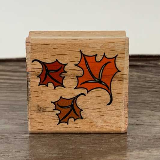Autumn Leaves Wood Mounted Rubber Stamp for Card Making Paper Crafts, Scrap Book Supply