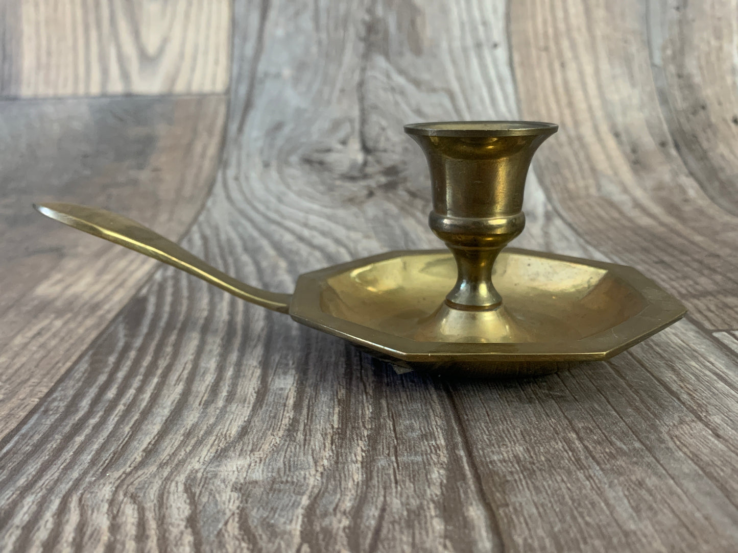 Pair of Brass Candlestick Holders with Handle Vintage Brass Home Decor