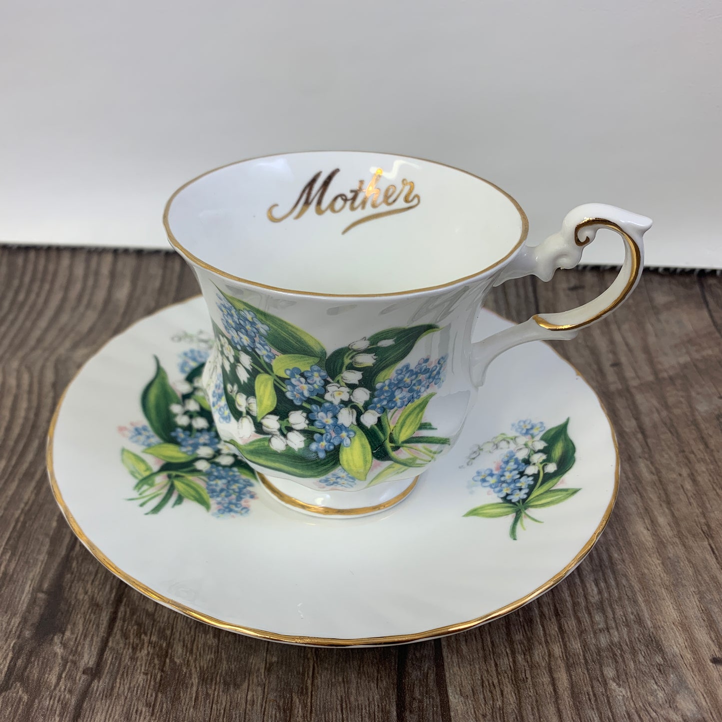 Lily of the Valley Teacup, Gift for Mother, Blue and White Floral Pattern Tea Cup