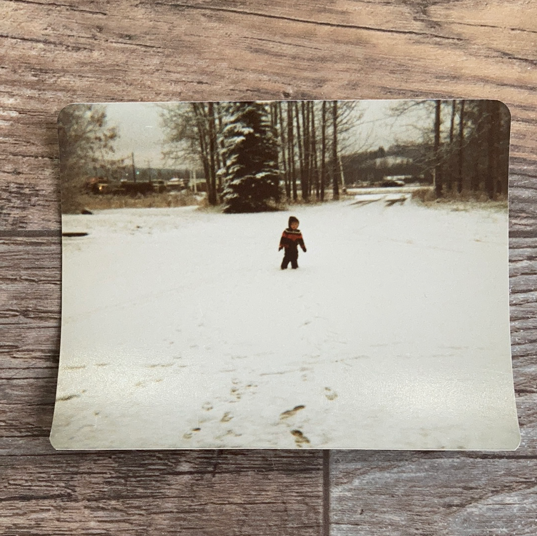 Child in Snow Vintage Photograph Scrapbooking Supply Vintage Photograph