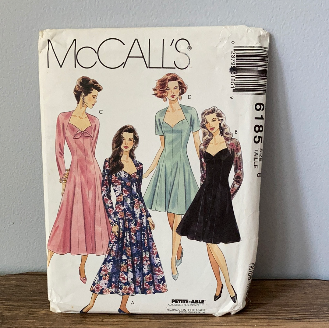 Misses Dress in Knee or Mid-calf Length Sewing Pattern Size 6 McCalls 6185