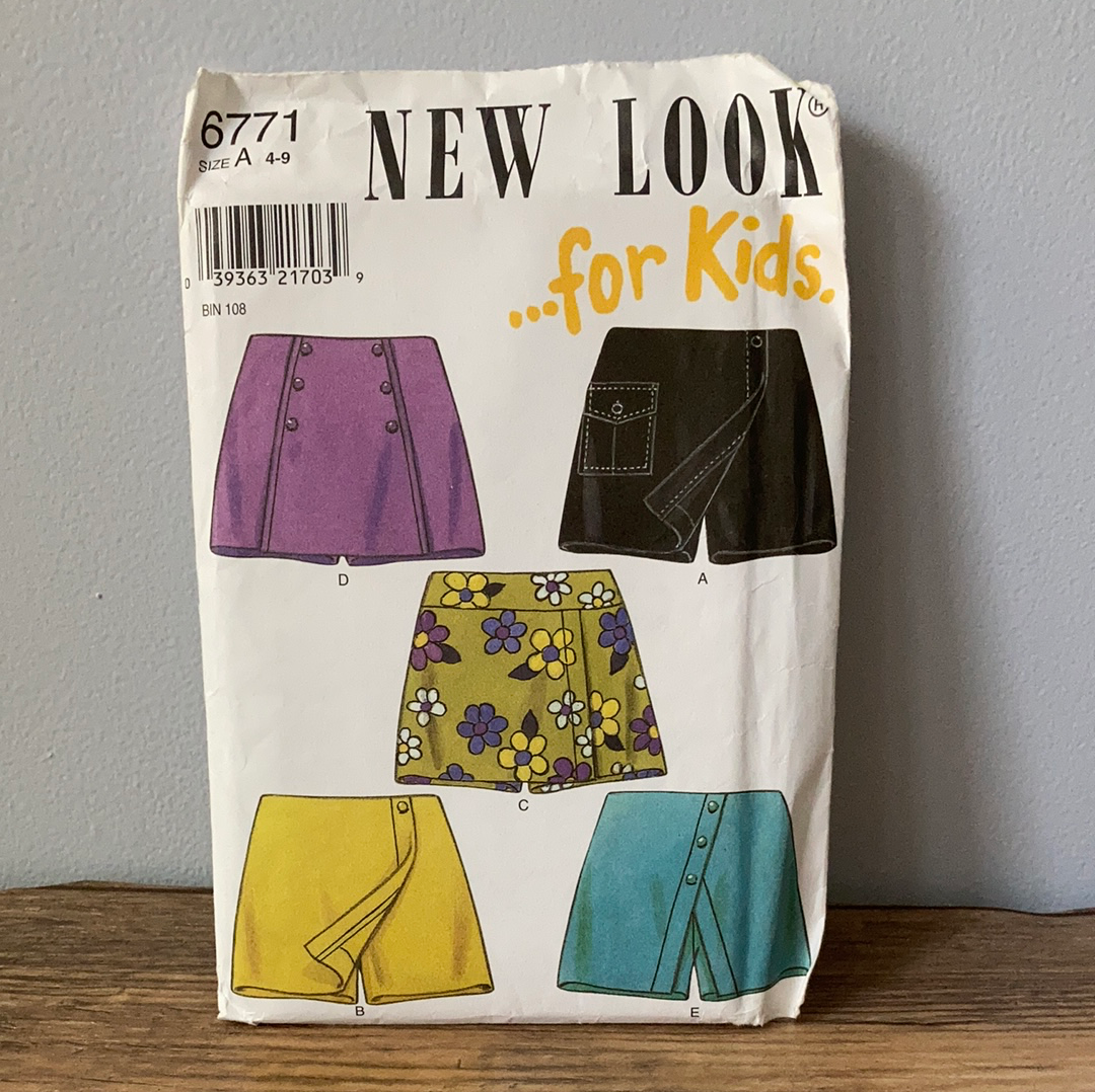 Girls Skort Sewing Pattern Size 4 to 9 New Look 6771
