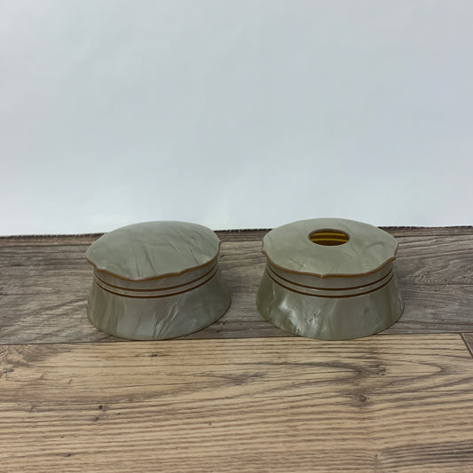Vintage Celluloid Dresser Dishes, Jewelry Box and Powder Dish
