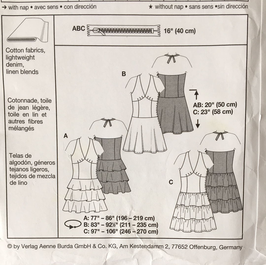 Ladies Summer Dress in 3 Styles Sewing Pattern Size 6 to 18 Burda 8045