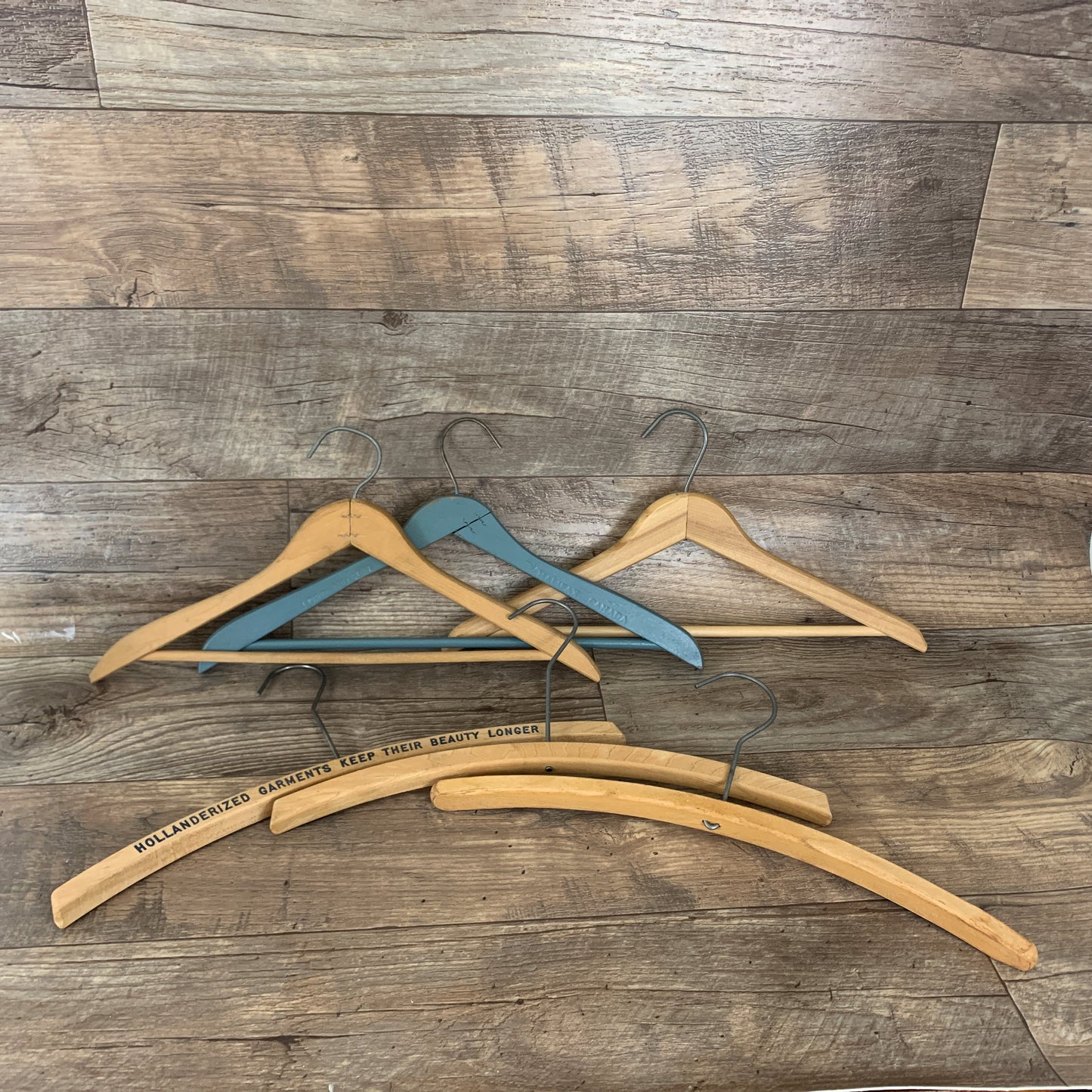 Vintage Wooden Hangers Set of 6 Mismatched Wooden Hangers