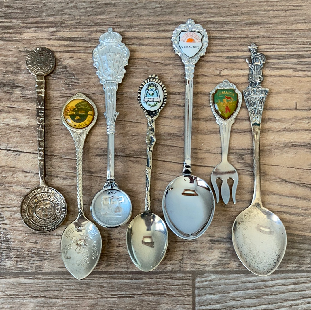 7 Mexican South American and Caribbean Vintage Collectible Souvenir Spoons