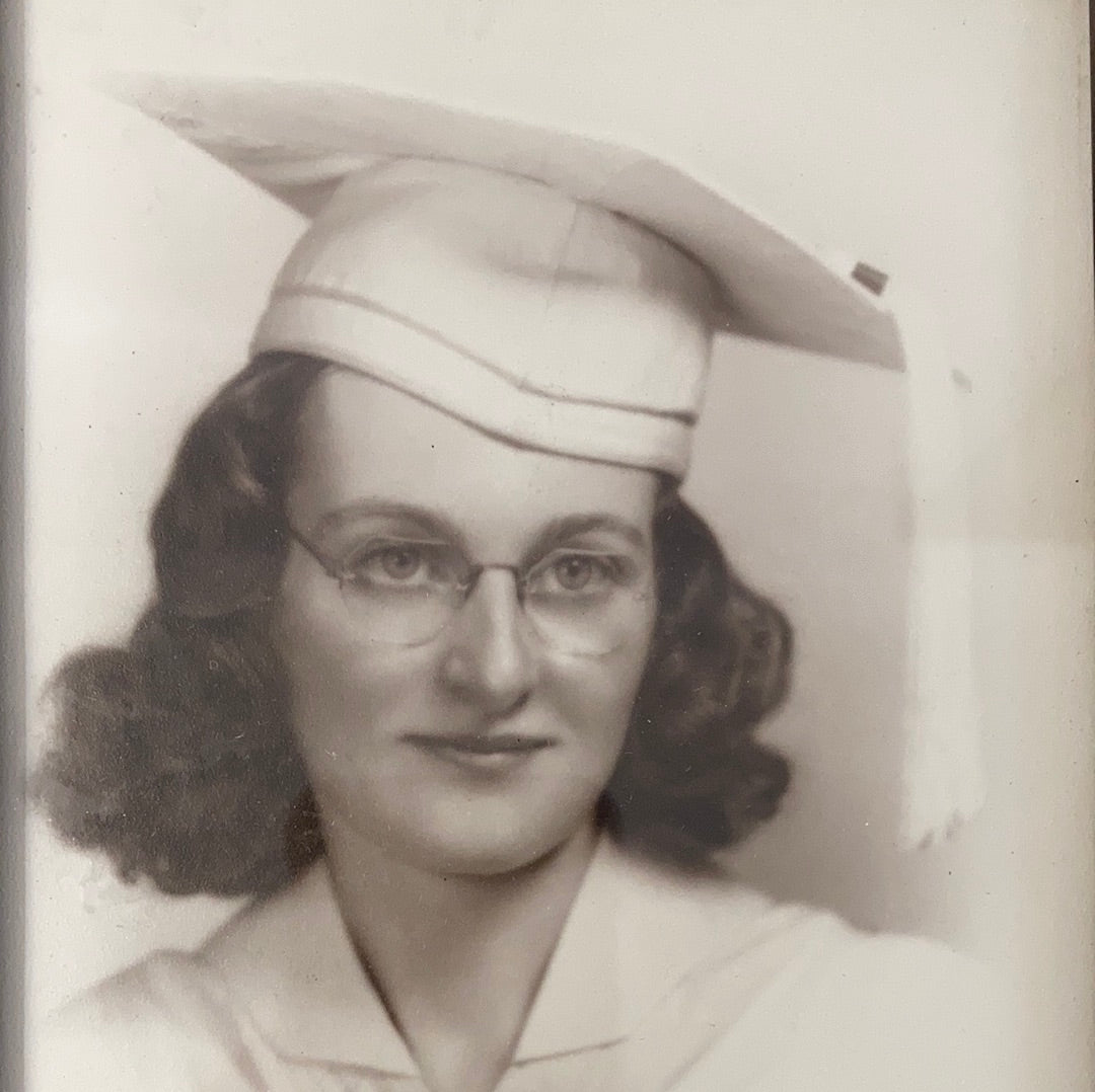 Portrait of a Young Female Graduate Vintage Black and White Photograph Framed