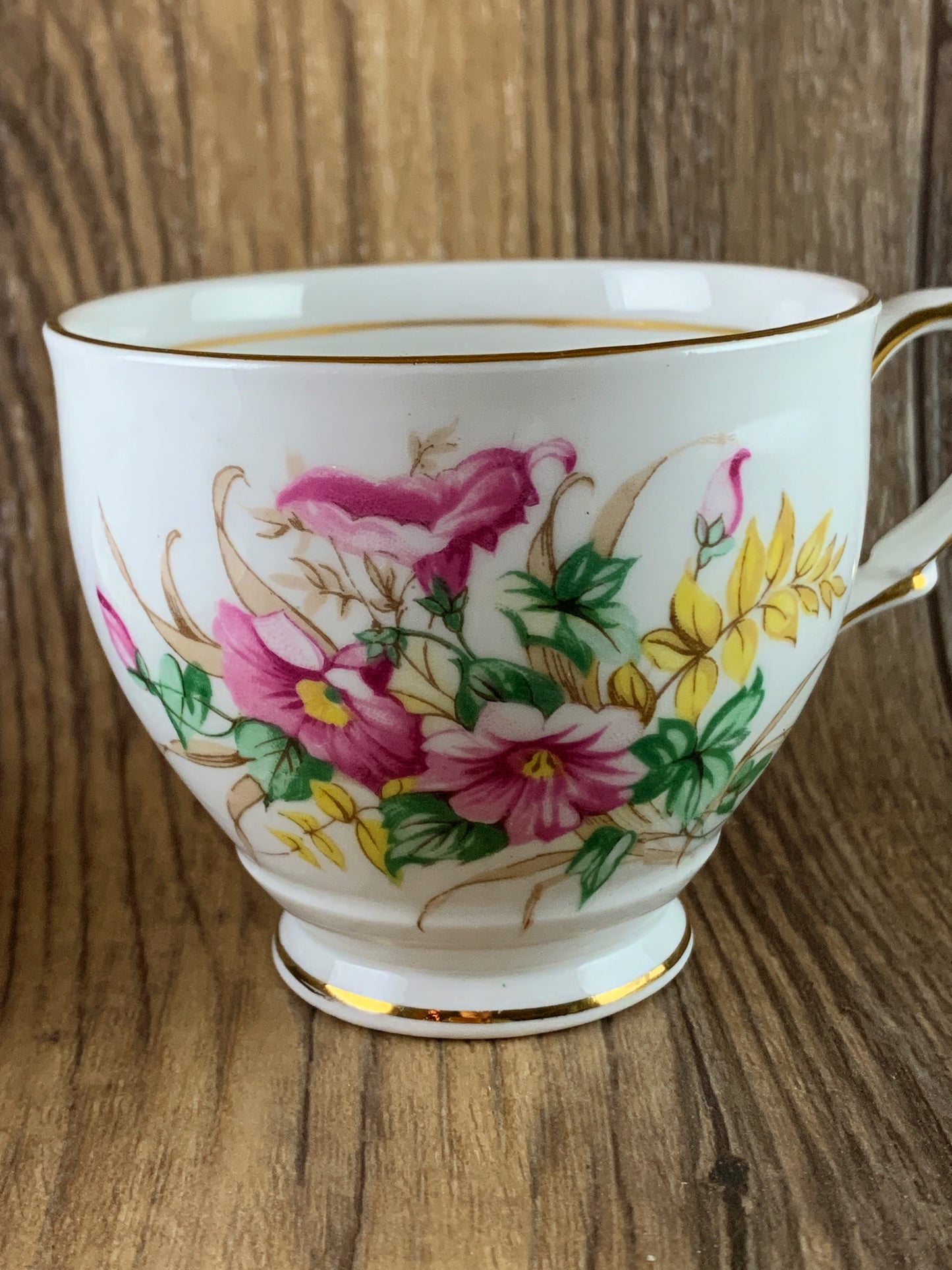 Vintage Teacup with Pink Trumpet Flowers Clare China Pink Floral Tea Cup