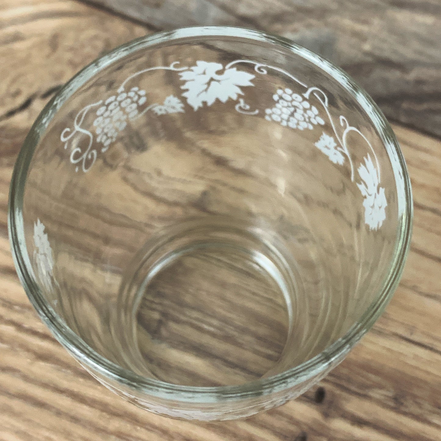 Small Vintage Juice Glasses with White Grapevine Border