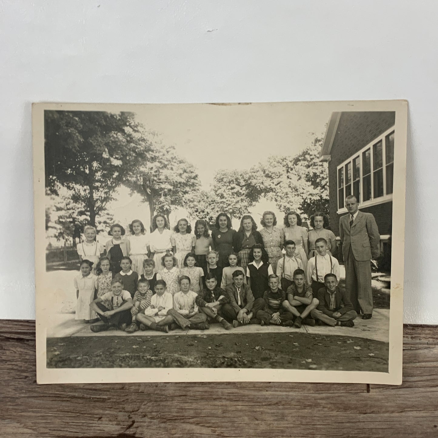 Vintage Class Photo, Black and White School Photo, Found Photo