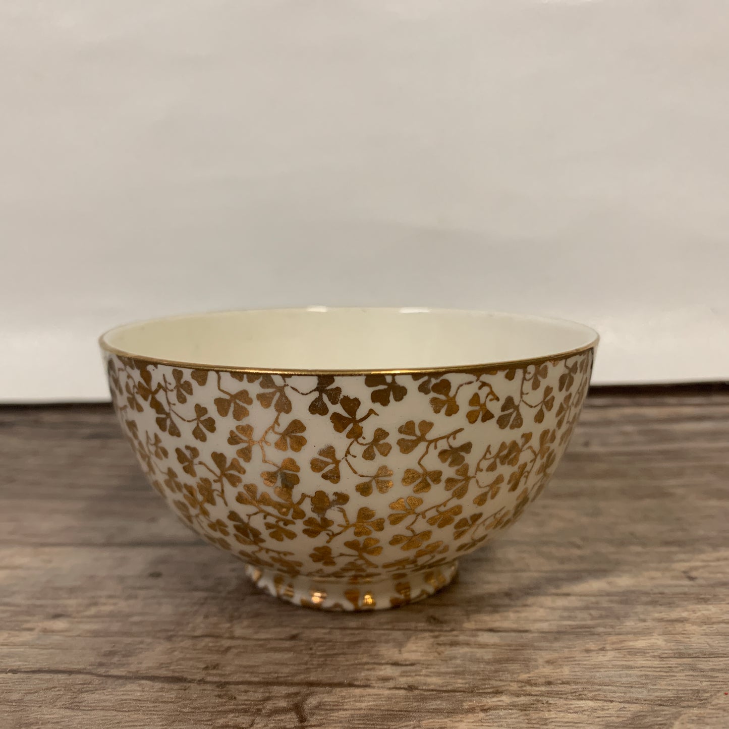 Cream and Sugar Bowl with Gold Shamrock Pattern