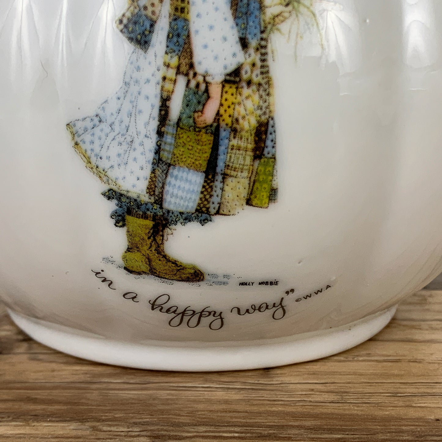Holly Hobbie White Porcelain Pitcher "Start Each Day in a Happy Way"