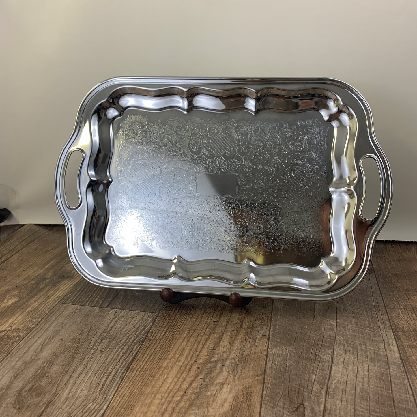 Large Metal Serving Tray with Handles