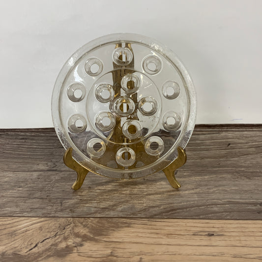 Clear Glass Flower Frog, Thin Glass Flower Holder, 16 Hole Flower Frog