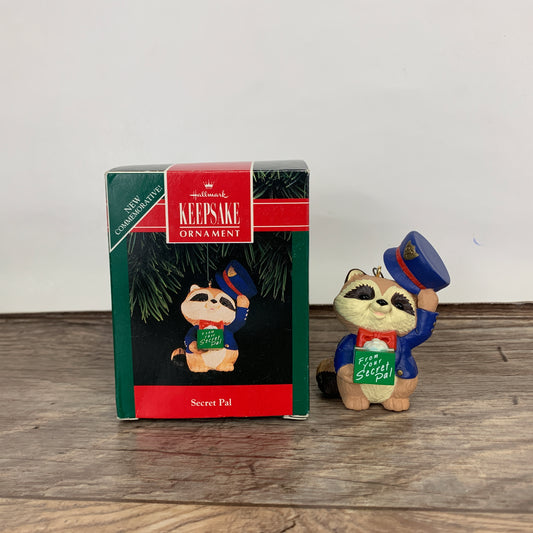 Vintage Hallmark Keepsake Ornament Secret Pal Raccoon 1992 Collectible Christmas Ornament