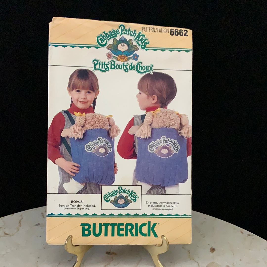 Cabbage Patch Baby Carrier Vintage Sewing Pattern Butterick 6662