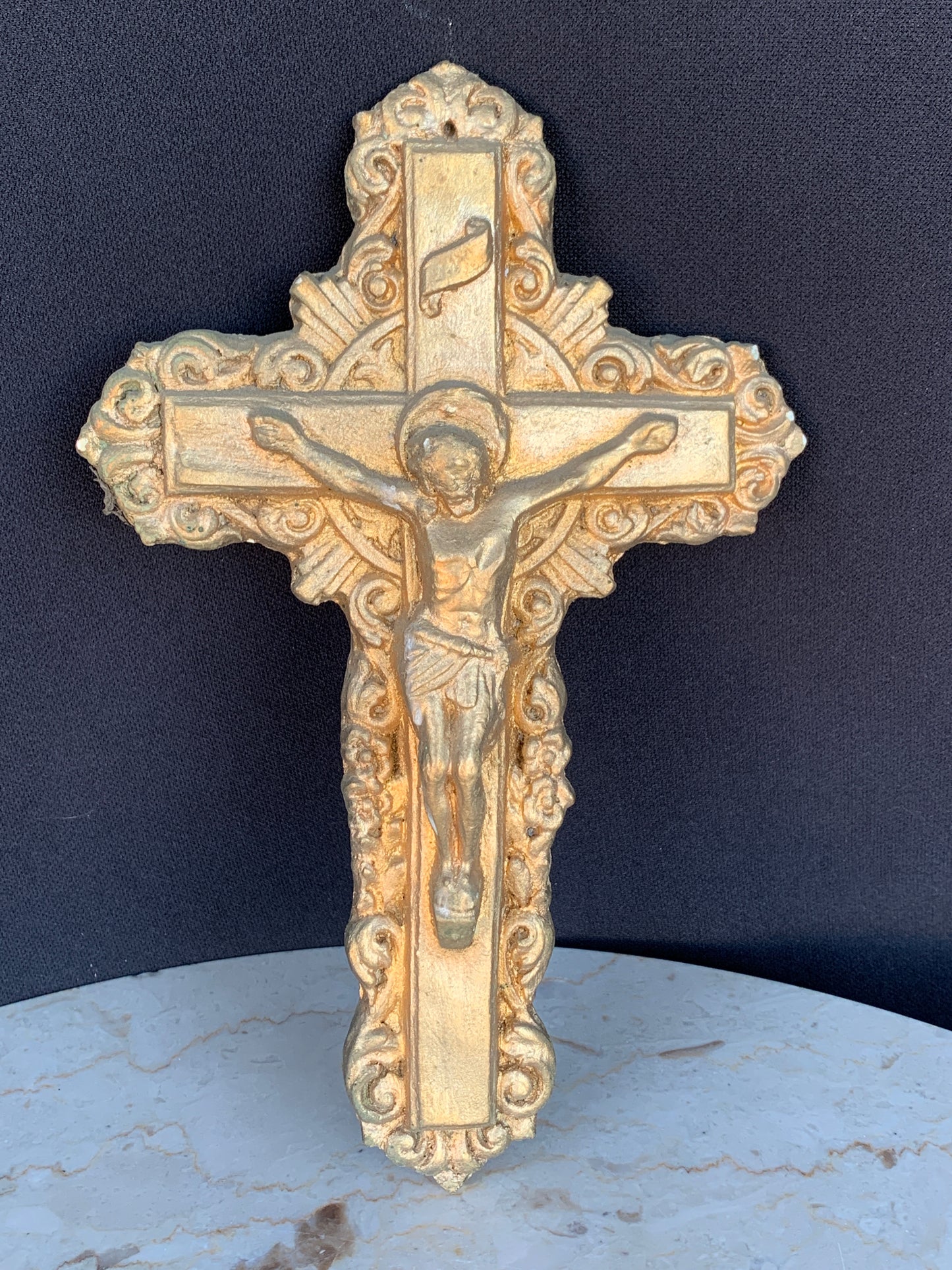 Vintage Chalkware Crucifix Religious Wall Hanging Gift for Christian