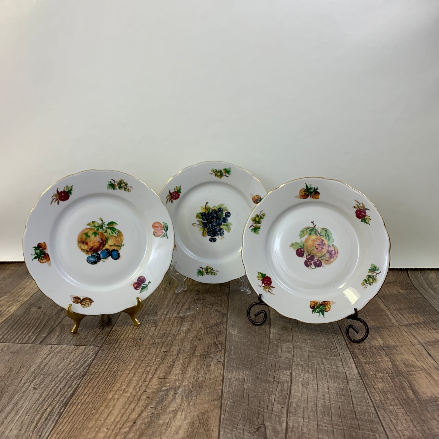 Set of 3 Vintage China Plates, Salad Plates, Dessert Plates Made in Czechoslovakia