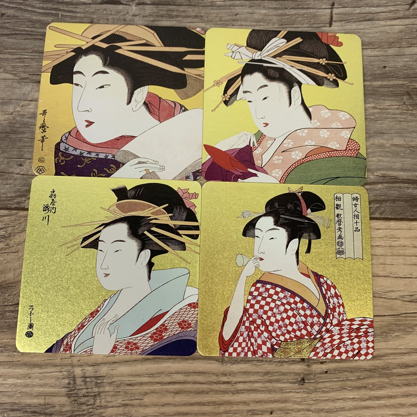Yukiyoe Japanese Genre Picture Coasters Boxed Set of 8 Cardboard Coasters